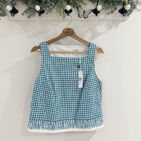 Trina Turk Tops - New Trina Turk Blue Polka Dot Venya Top Resort Wear Vacation Outfit Beach Size 8